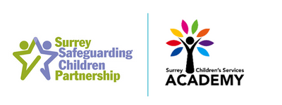 Surrey County Council logo and Surrey Children's Services logo